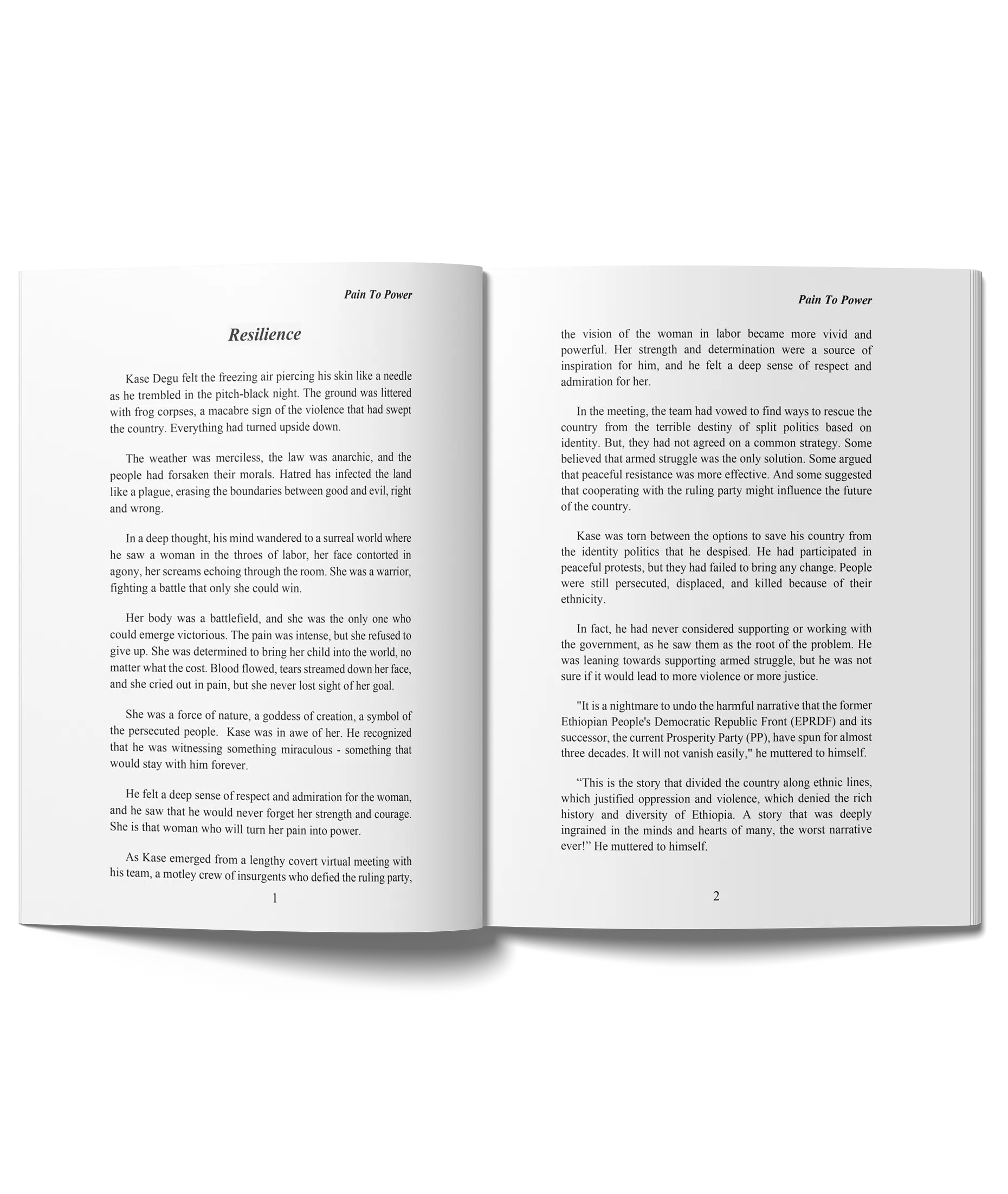 Open book showing professionally written manuscript pages